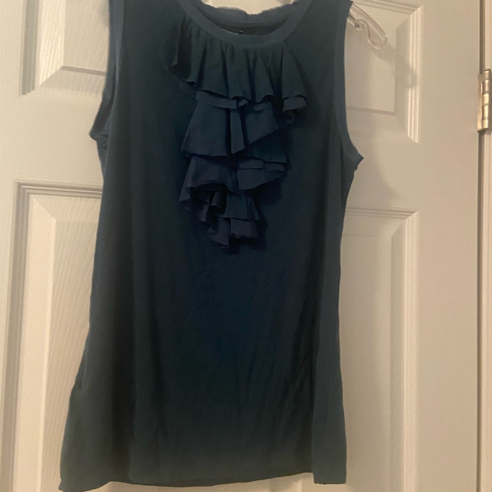 NWT Ann Taylor Navy Ruffle Blouse size medium - Picture 2 of 11
